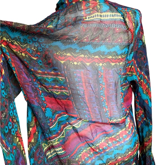 Chico’s Silk Multicolored Long Sleeve V-neck Top Size 3 - Picture 15 of 17